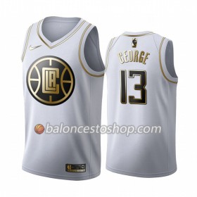 Camiseta Hombre NBA Los Angeles Clippers Paul George 13 2019-20 Nike Blanco Golden Edition Swingman